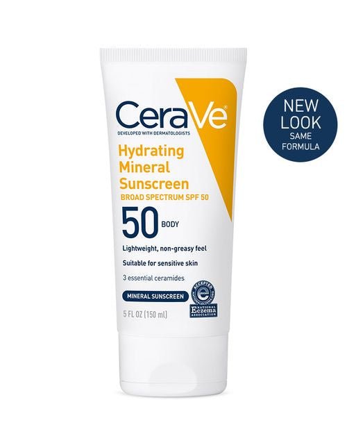 Cerave Hydrating Mineral Sunscreen SPF 50 for Body - Seraphim Beauty